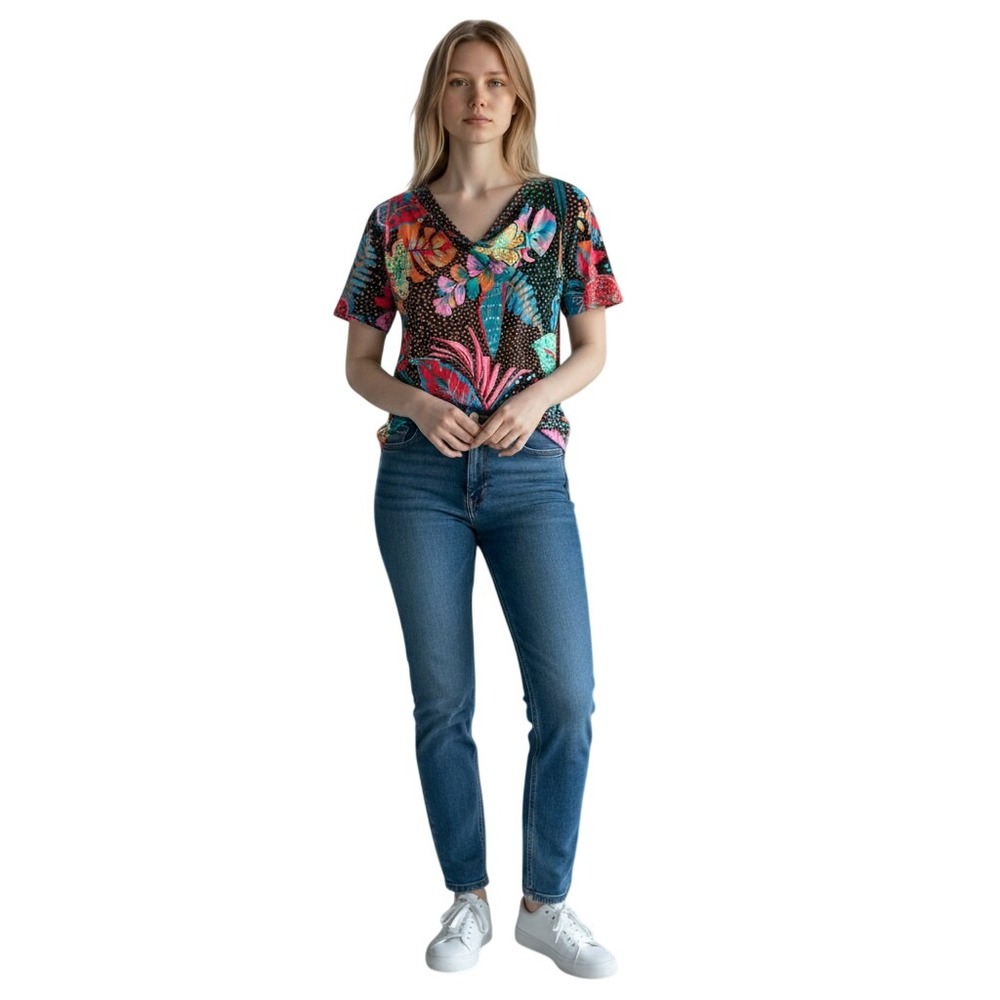 Vince Camuto Women Rich Black Tropical Floral Cowl Neck Top XL 915258620